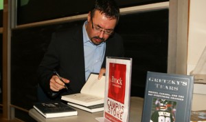 Stephen Brunt signs copies of his new book, Gretzky's Tears