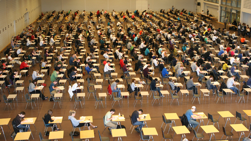 students writing exams
