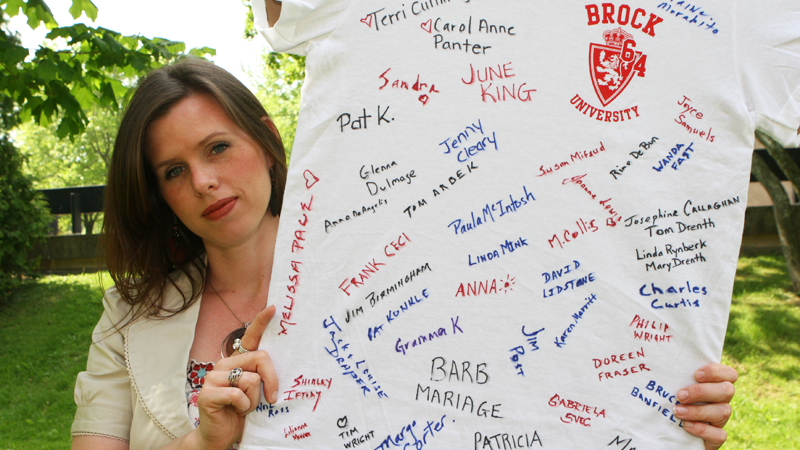 Diana Panter will wear a T-shirt bearing the names of Brock friends and loved ones who have battled cancer.
