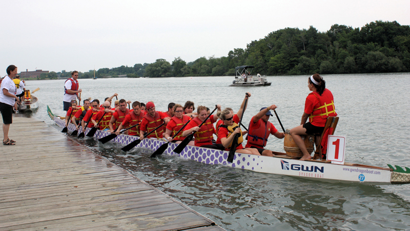 Last year's Brock dragon boat team paddled to victory.