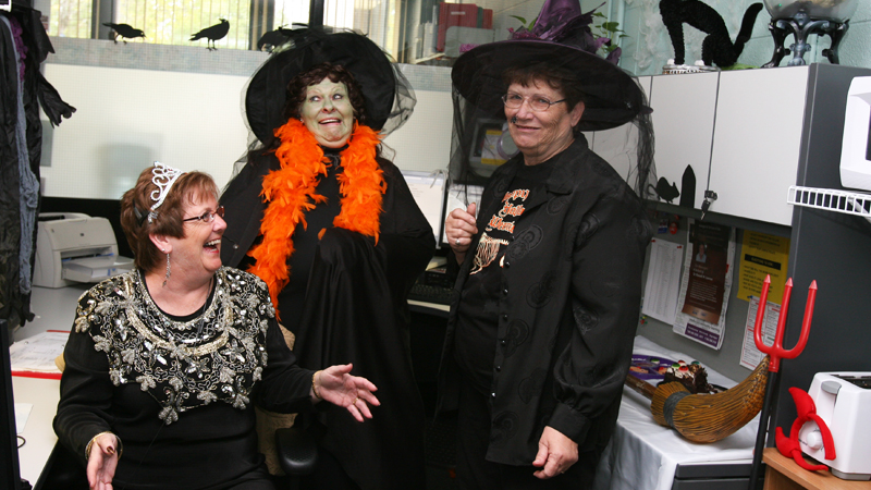 Brock's switchboard became "the Witchboard" today, as Linda Crawford, Linda Holder and Beth Winterbottom got in the Halloween spirit.
