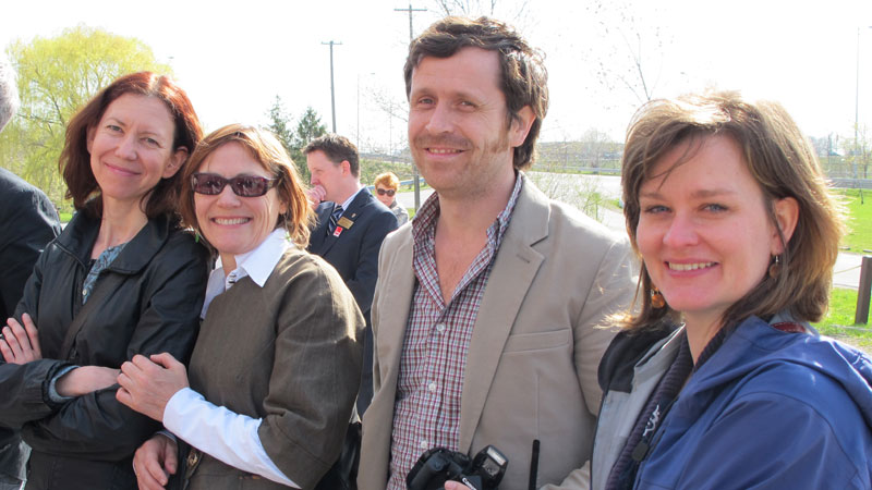 Marlene Moser, left, attended the announcement of provincial funding for the new downtown Marilyn I. Walker School of Fine and Performing Arts in April with colleagues Gyllian Raby, David Fancy and Danielle Wilson. Photo: David Vivian