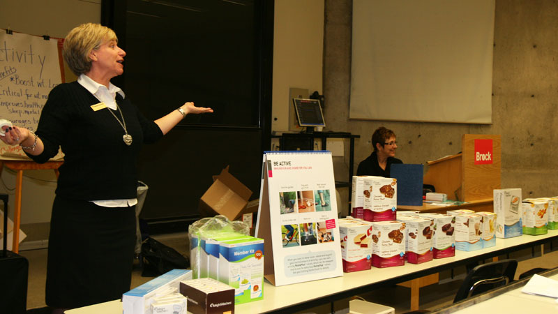 Sheila Parker talks about health and nutrition at a recent Weight Watchers meeting at Brock.