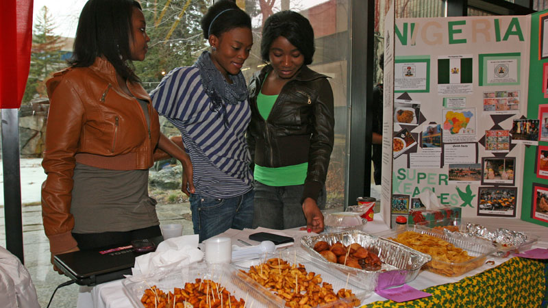 Students presenting the flavours of Nigeria included, from left, Ronke Alao, Tomiwa Oladele and Cindy Okoro.