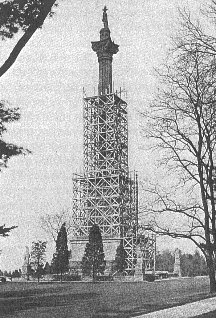The scaffolding around Brocks Monument, 1930