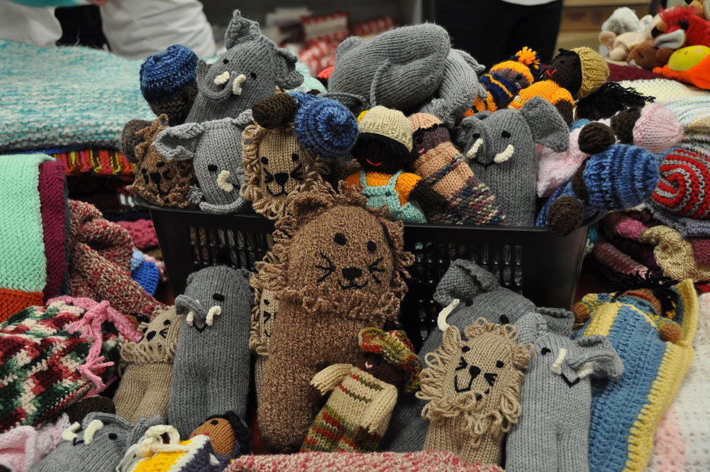 A shipment of dolls and toys was made by Brock's own Community Knitters.