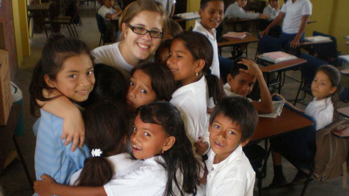 Stephanie Della Smirra shares the love with some children in Ecuador.