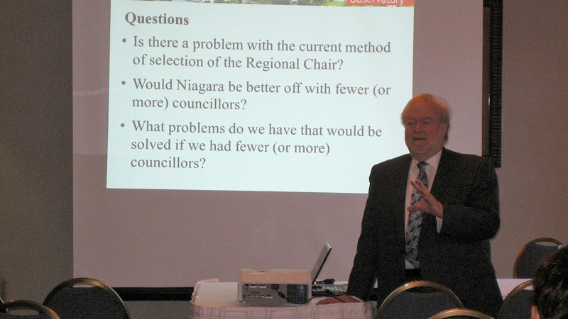 David Siegel presents a Niagara Community Observatory policy brief about municipal council representation.