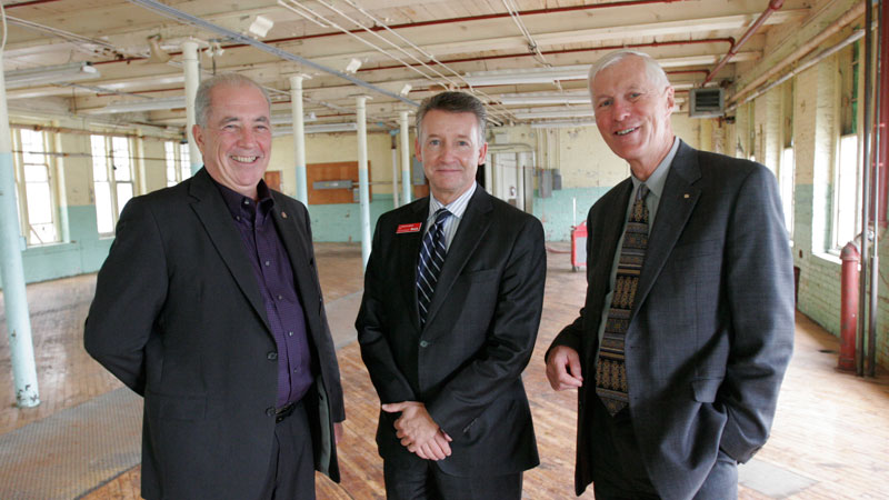 John Snowling, past president, Rotary Club of St. Catharines, and chair of the club’s major grants committee; Douglas Kneale, Dean of Humanities; John Crossingham, president, Rotary Club of St. Catharines