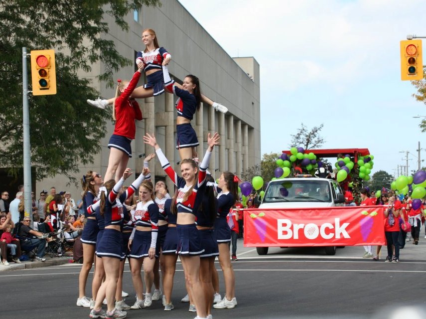 Brock cheerleaders in a parade