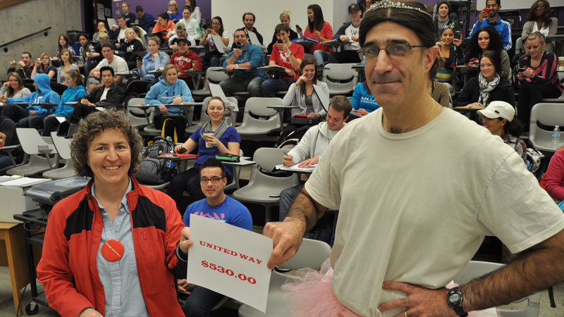 David Gabriel, right, poses with Lucie Thibault, faculty co-chair of Brock's United Way campaign.
