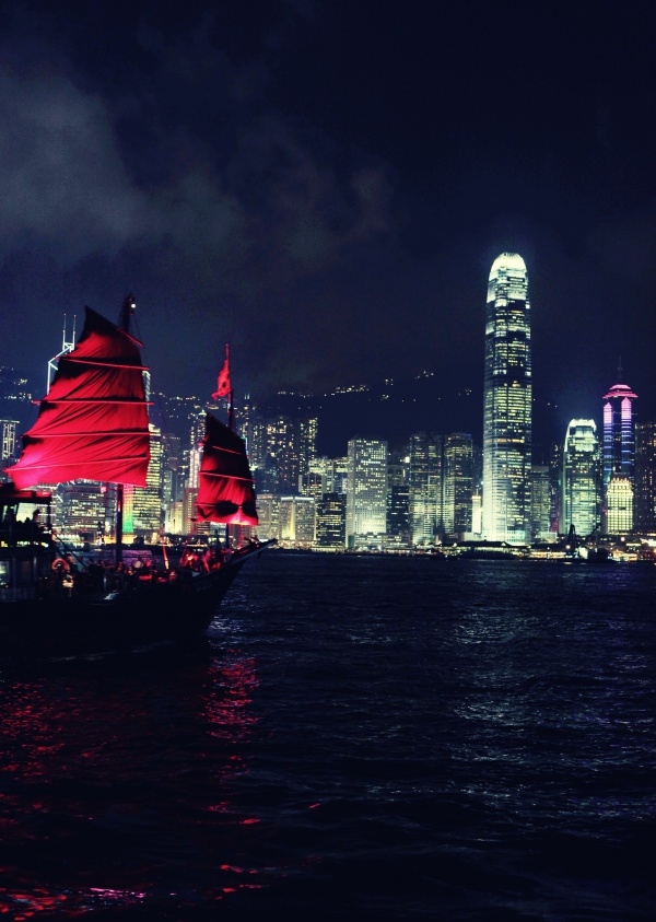 "I took a trip to Hong Kong in the summer and find that night scene attracts me the most," writes Wen. "When I enjoy the view in the Victoria Harbour, a ship with red sail came into my sight. With brilliantly illuminated building across the harbor, I took this picture."