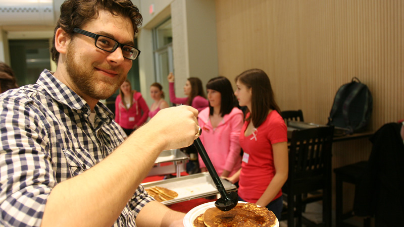 Joe Gottli from Brock's Recruitment and Liaison Services attends the pancake breakfast.