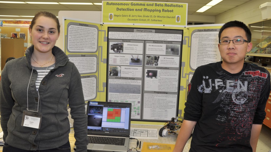 Angela Gaiero and Jerry Han earned five awards for their project "The Radiation Rover" at this year's Niagara Regional Science and Engineering Fair held at Brock on March 24