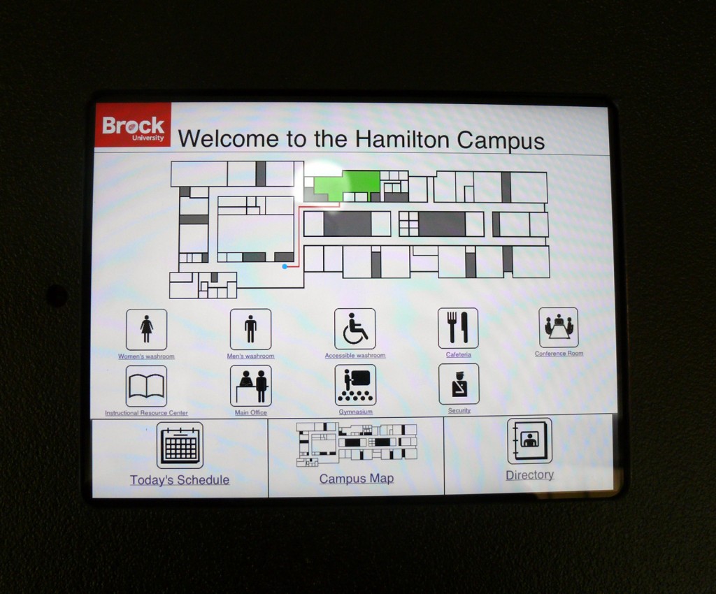 An iPad kiosk has been set up at the Hamilton campus to assist visitors.