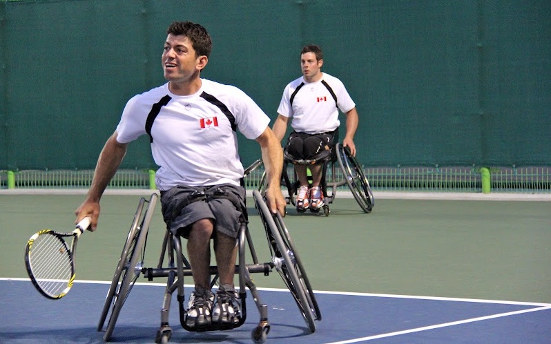 Joel Dembe (foreground) heads to the Paralympics in London next month to compete in wheelchair tennis. Dembe is ranked first in Canada and 36th in world. 