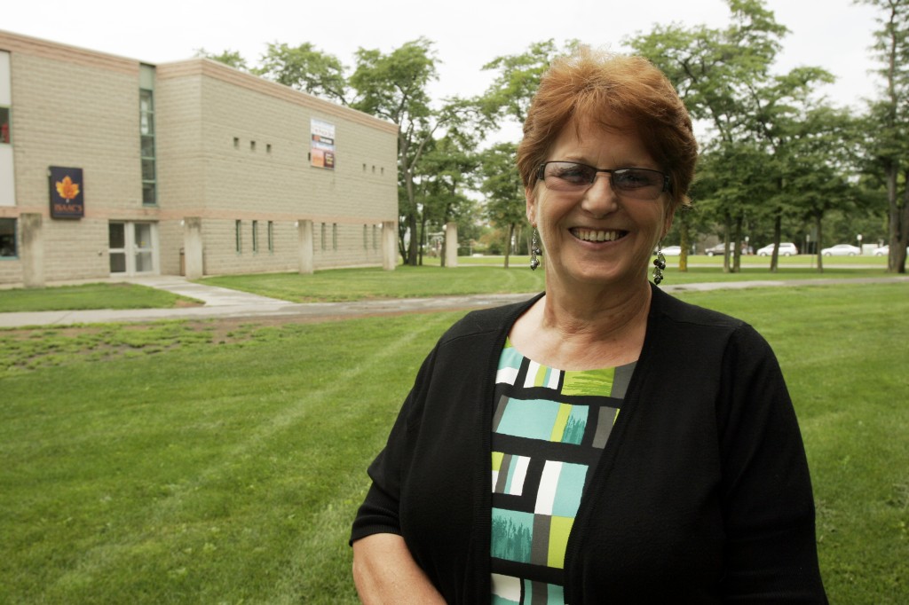 Lynne Irion, alumni relations co-ordinator, is retiring after 24 years at Brock University. She's seen here in front of the Student-Alumni Centre, for which she helped with the fundraising campaign. 