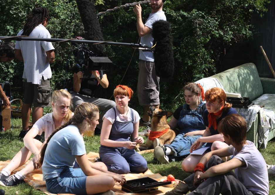 Coseni and her co-stars on the set of Foxfire.