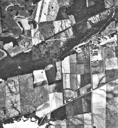 An aerial photo taken in 1934 of the land that today is Brock's campus.