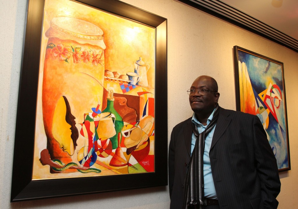 Haitian-born artist Jean-Salomon Andre has an exhibit of his paintings on display until Friday in the Sean O'Sullivan Theatre.