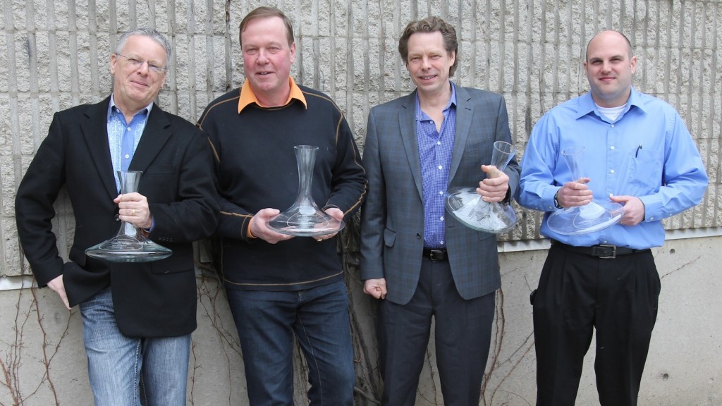 The 2013 VQA Promoters Award winners (from left) Rick VanSickle, Harald Thiel, James Muir and Charles Ronzio
