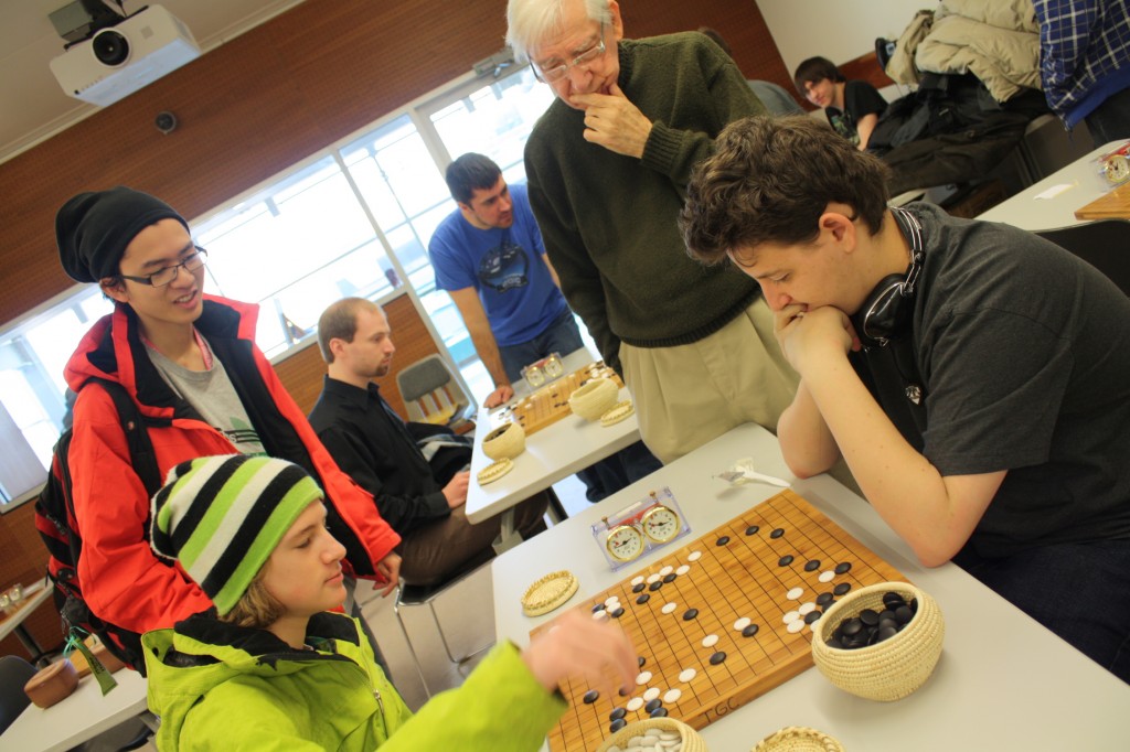Students participate in a Go or Weiqi tournament at Brock last winter. Interest in the game, similar to Chinese checkers, is growing. 