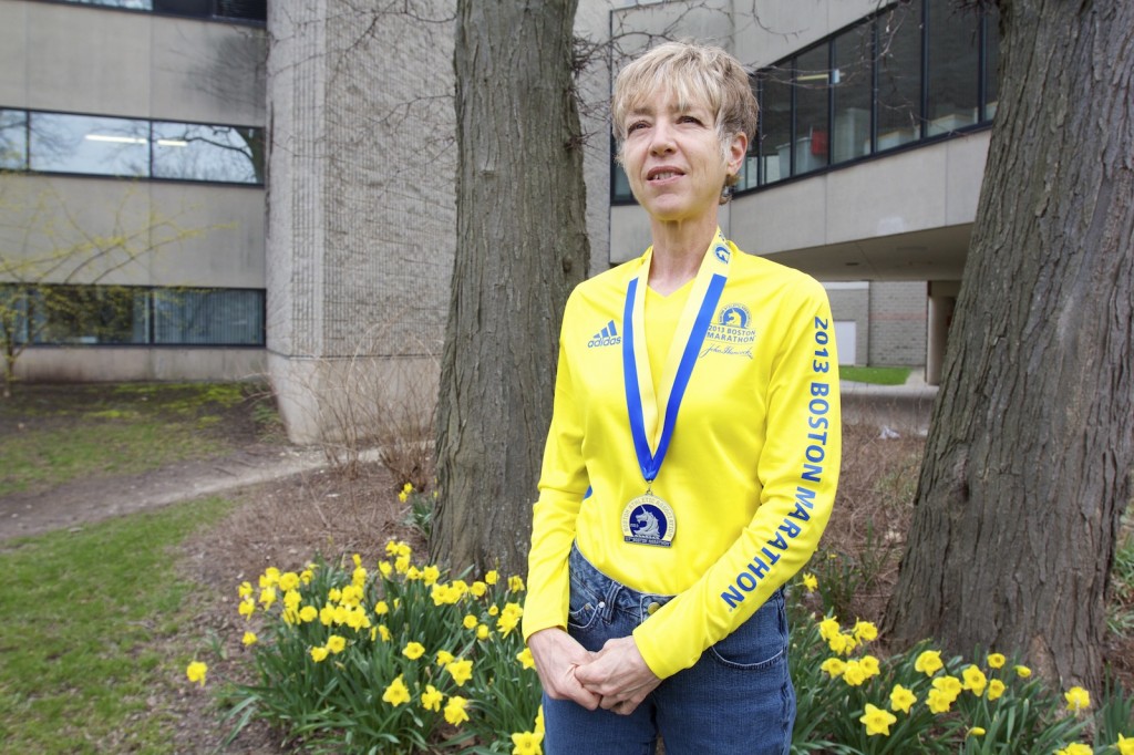 Kelli-an Lawrance, associate professor in Community Health Sciences, participated in last week's Boston Marathon. She plans to return next year as a show of solidarity with Boston after the Marathon bombings. 