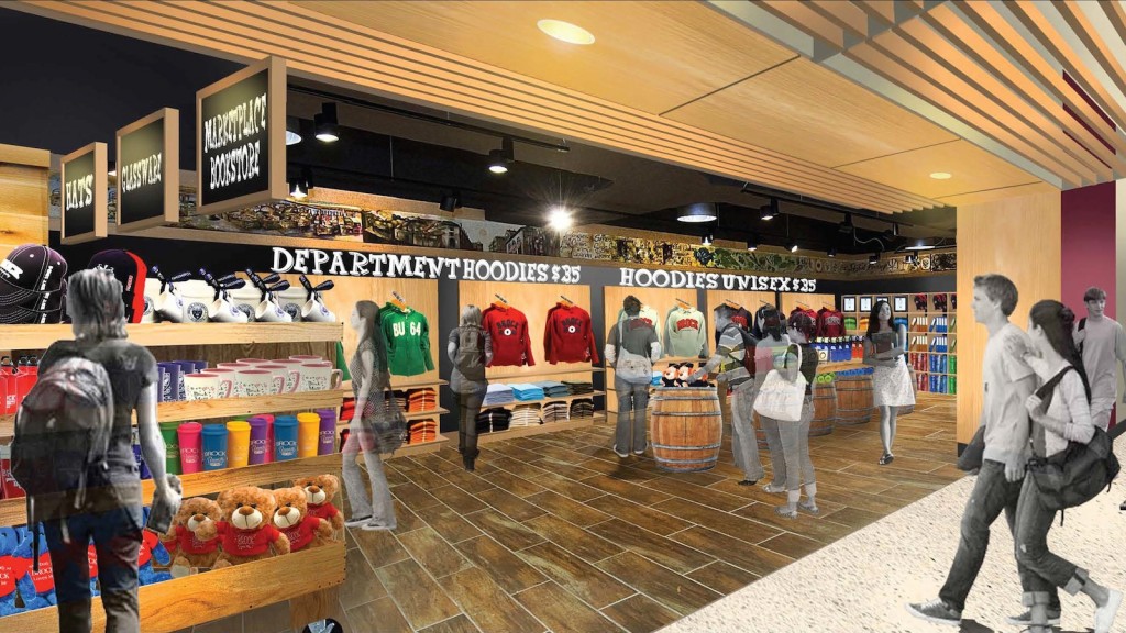 The Campus Store is setting up shop in the Guernsey Market. An artists rendering shows what the space, which opens Friday, will resemble. 
