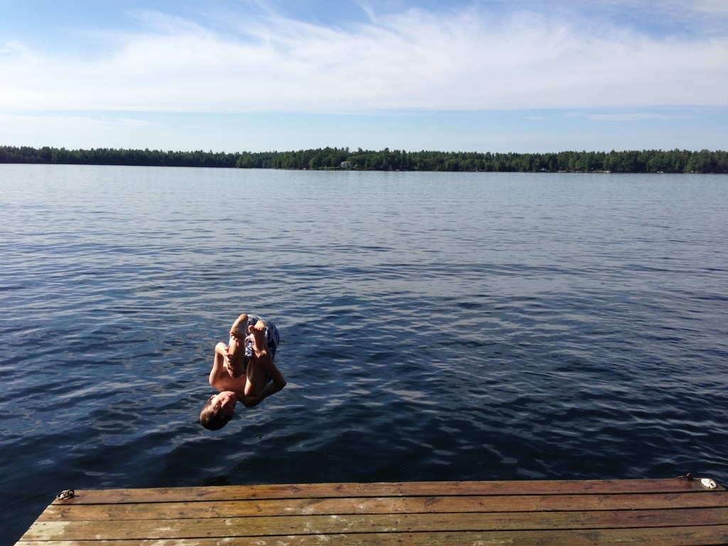Kate Bezanson's photo of her son doing a flip off a dock on Oak Lake in Havelock.