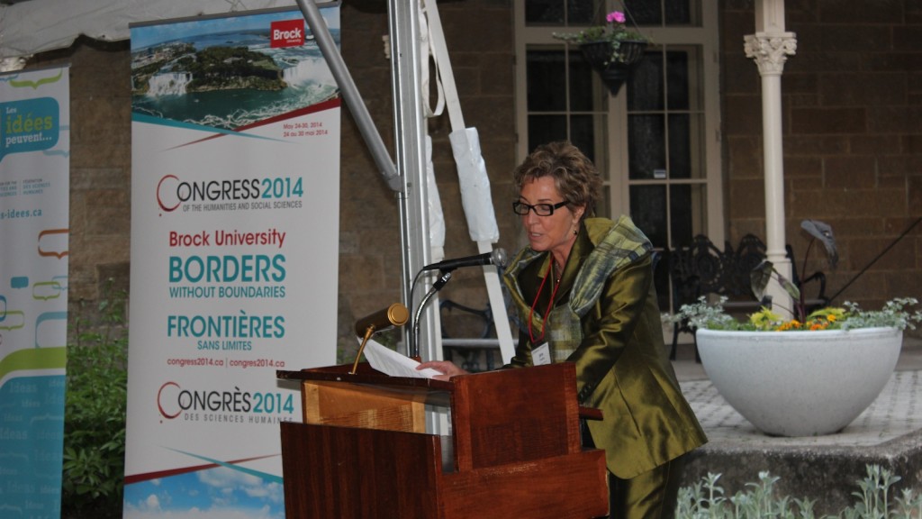 Jane Koustas, Brock's Academic Convenor for Congress 2014, at the May 23 opening reception at Rodman Hall