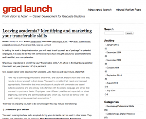 Twice a week, 'grad launch' offers posts of tips, advice and encouragement.