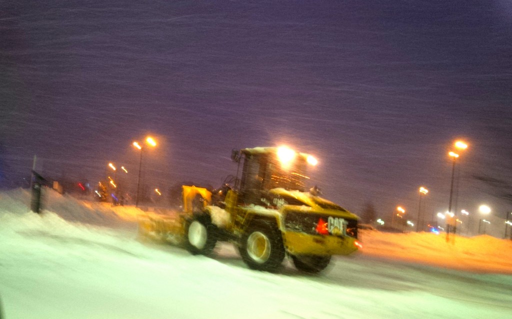 By dawn the storm was far from over, as Joe Kamendy and his front-end loader kept pushing back the snow.