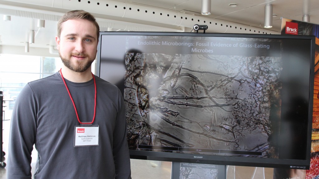 Matthew Nikitczuk of St. Catharines won Brock's Three Minute Thesis contest and will represent the University at the provincial competition April 23. 