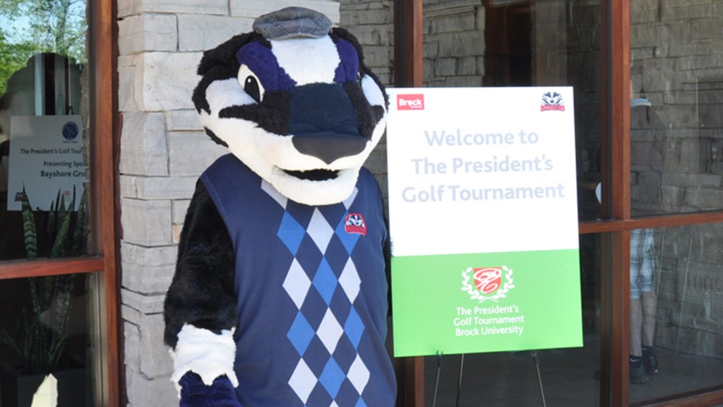 Badger mascot Boomer was dressed up and ready to golf Thursday at the Brock President's Golf tournament.
