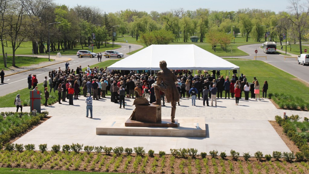 A large crowd gathered at Brock University Thursday for a dedication ceremony of the Maj.-Gen. Sir Isaac Brock sculpture, and a celebration of the late David S. Howes.