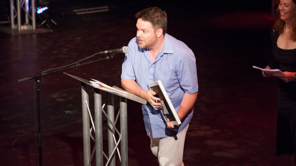 Duncan MacDonald, Brock University associate professor and chair of Brock’s Visual Arts department, accepts his award for Established Artist at the St. Catharines Arts Awards held Saturday night.
