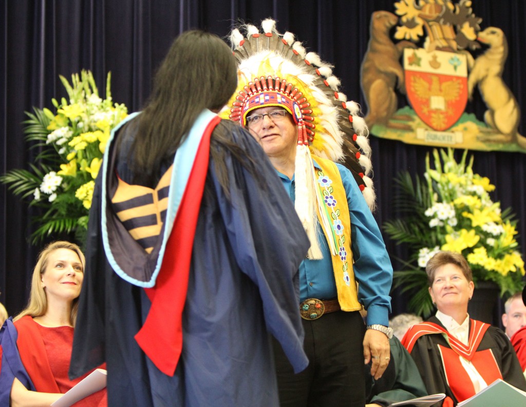 Nishnawbe Aski Nation Grand Chief Harvey Yesno attended Wednesday morning's Faculty of Education convocation ceremony to congratulate graduating aboriginal education students.