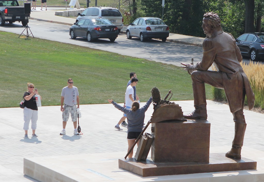 The General was a popular backdrop for photographs on Move-In Day.