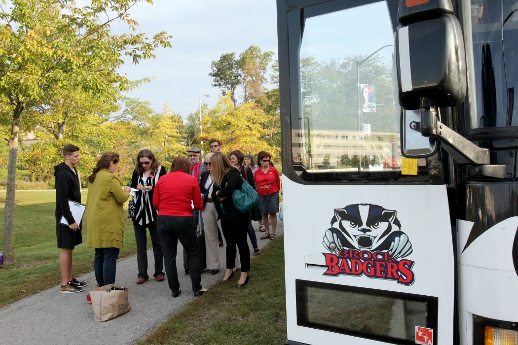 Faculty and staff filled a bus bound for Toronto and the Ontario University Fair Friday morning. Brock University will be showcasing its programs, services and campus life to high school students during the three-day event.