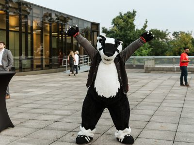A photo of Brock University's mascot Boomer the Badger.