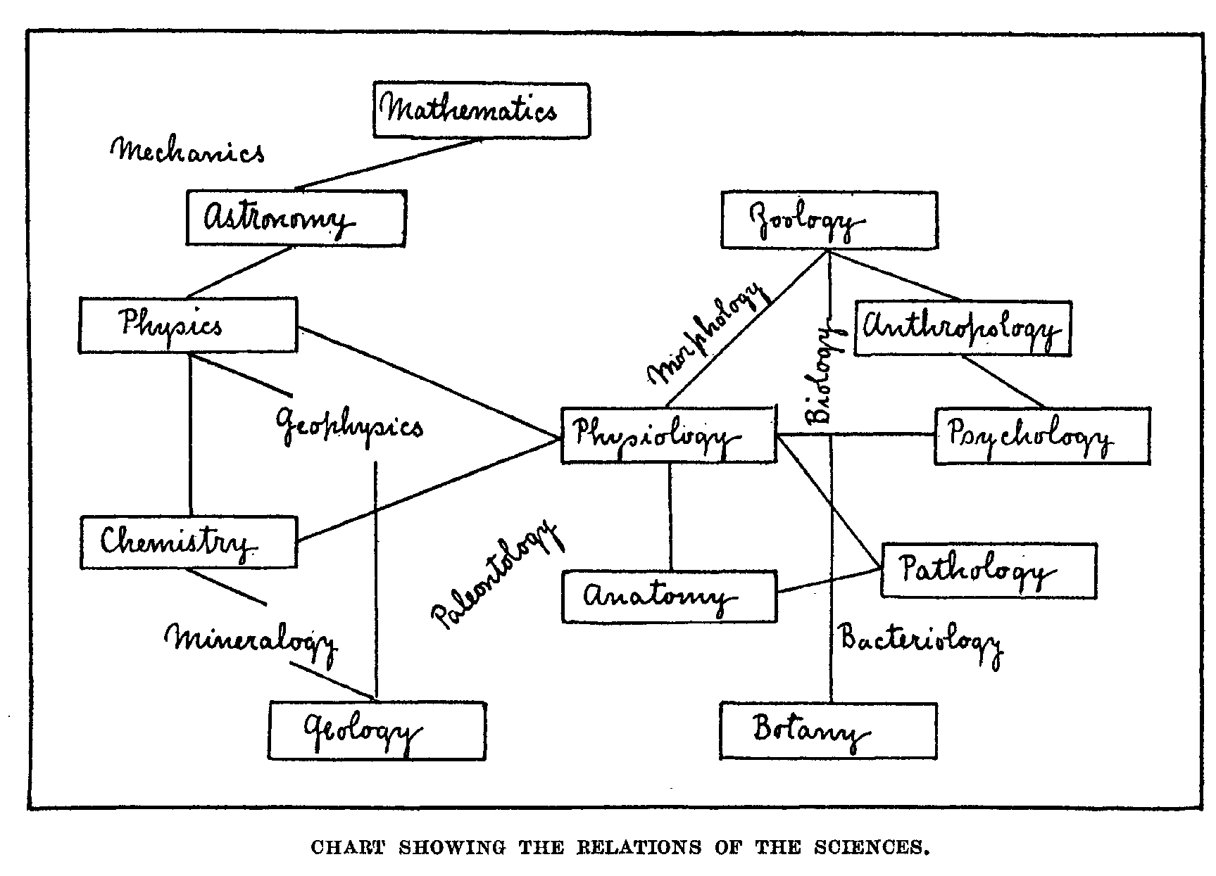Chart showing the relations of the sciences
