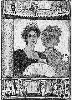 Illustration: This wearing of ornament, peeping out from behind finery, and waving of plumes is so near the type of interest of the savage and the fine lady, with their paint and feathers, and even of the twentieth century melodrama, with its calcium lights and chorus girls, that you could not put a knife-blade between them.