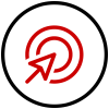 An arrow pointing at the centre of a target