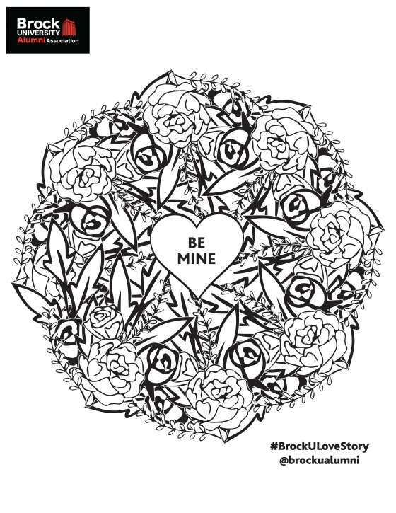 Abstract Valentine's day bouquet colouring page
