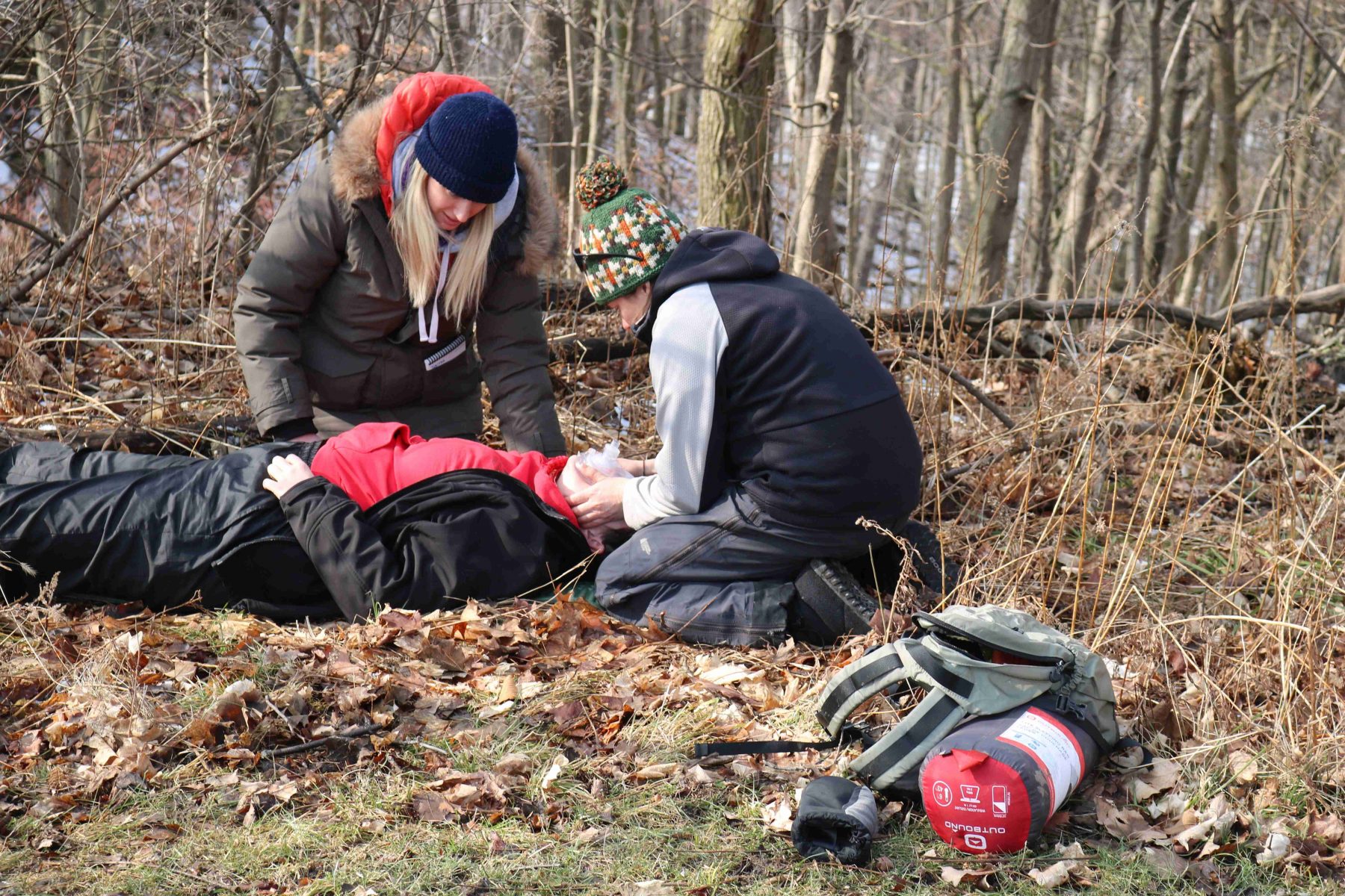 Students performing first aid
