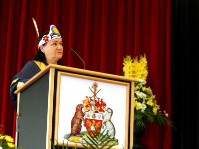 Chancellor Shirley Cheechoo speaking at Convocation