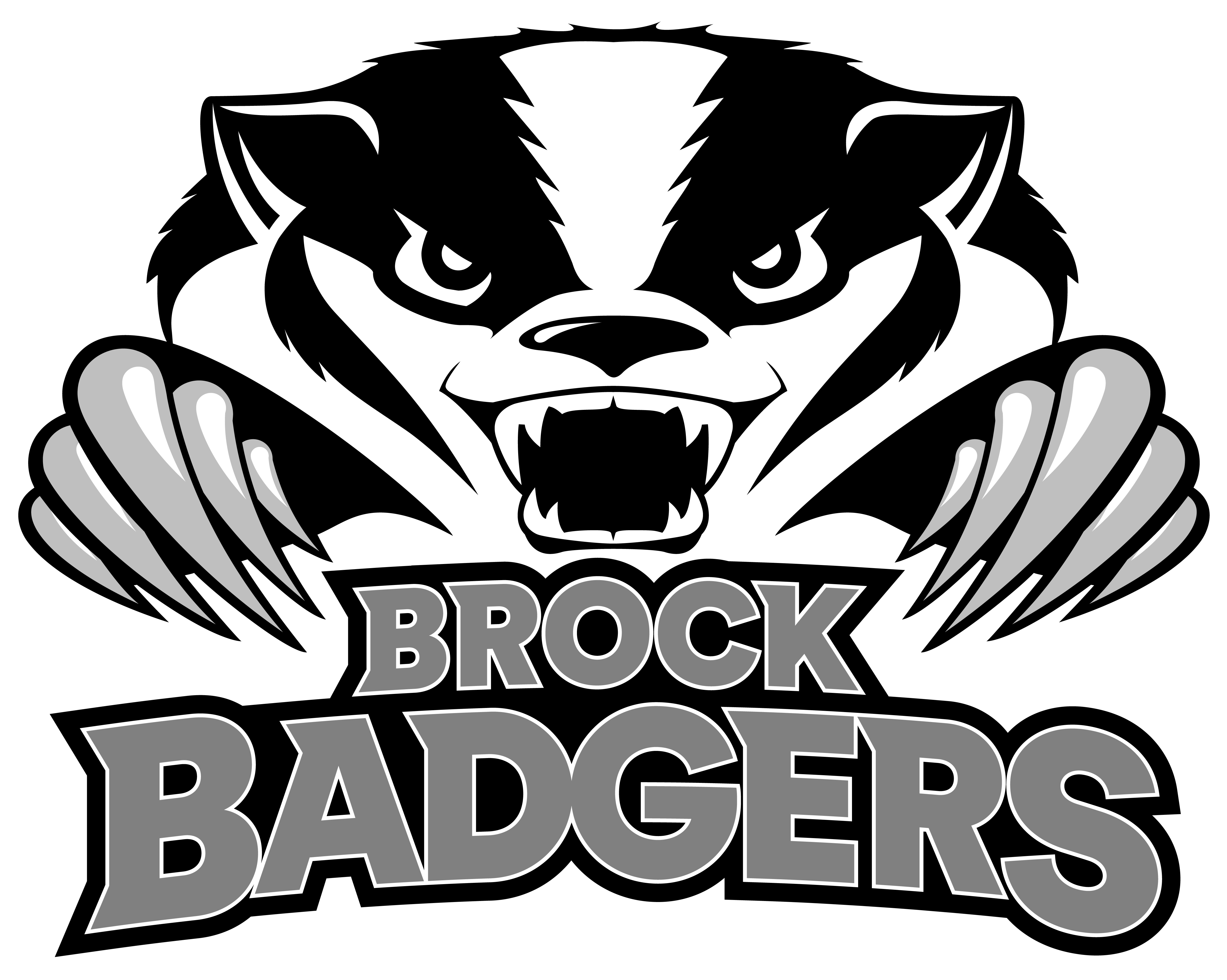 Brock badgers logo - black and grey.