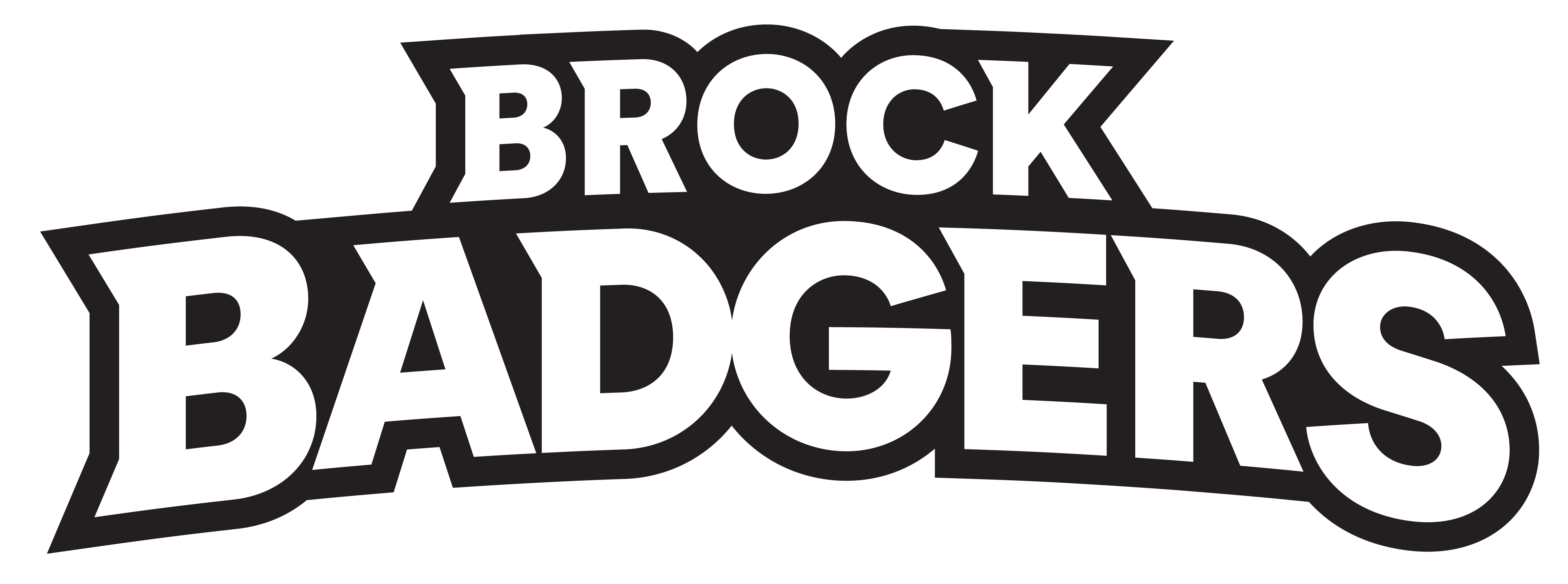 Brock badgers logo wordmark only - black and white.