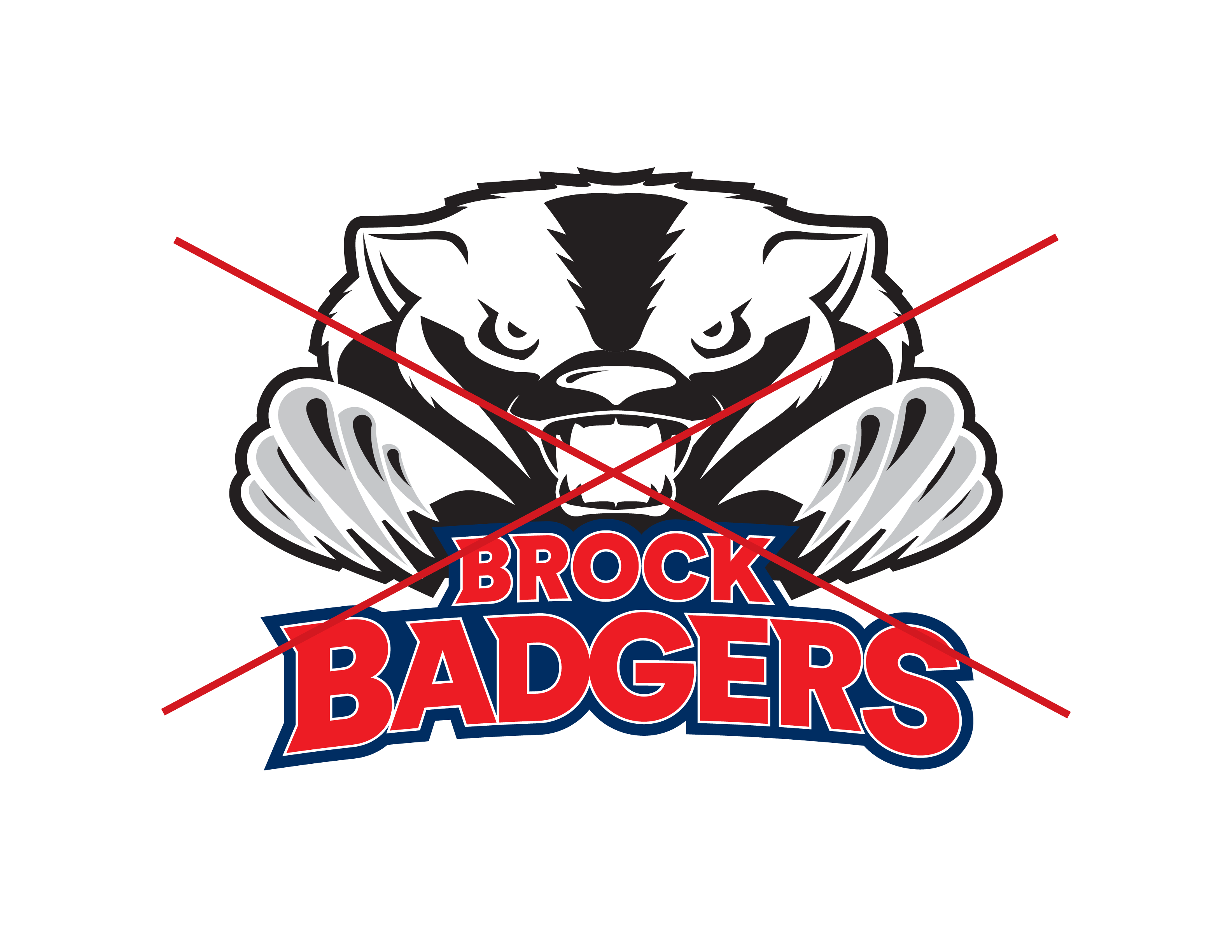Brock badgers logo misuse example - reversing logo colours.