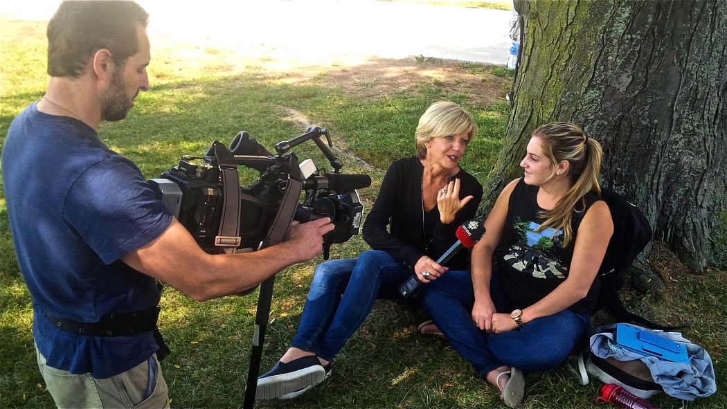 People being interviewed on TV